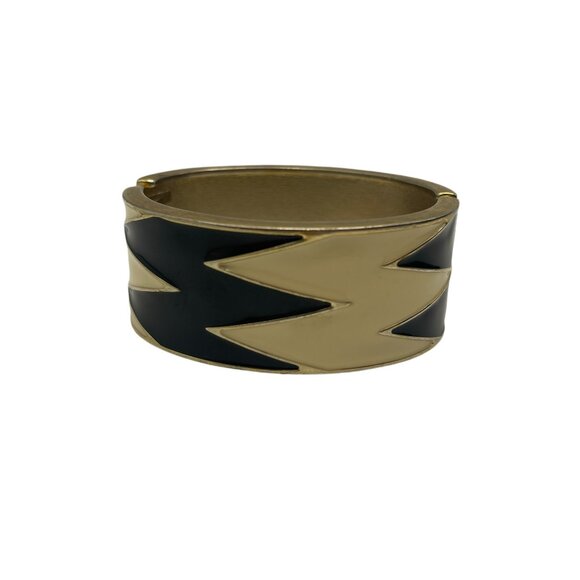 Vintage Black and Cream Zebra Stripe Clamper Bracelet - Picture 9 of 12